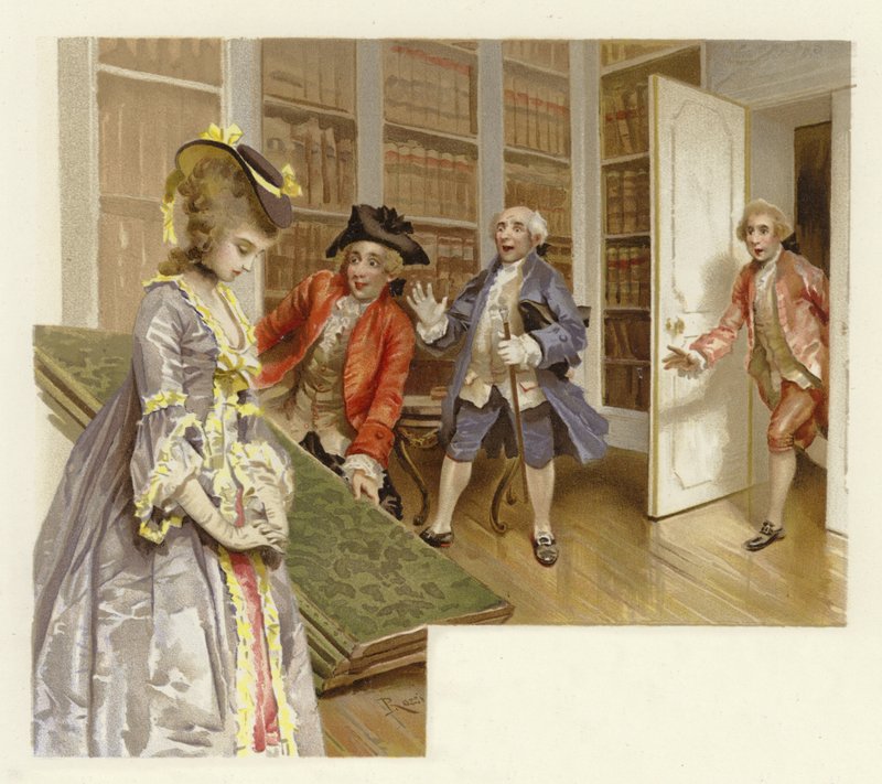 Kuvitus elokuvalle The School for Scandal (chromolitho) tekijältä Lucius Rossi