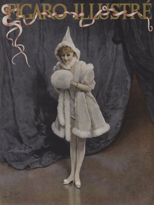 Joulupukin tytär. Le Figaro Illustren kansi, joulukuu 1894 tekijältä Lucius Rossi