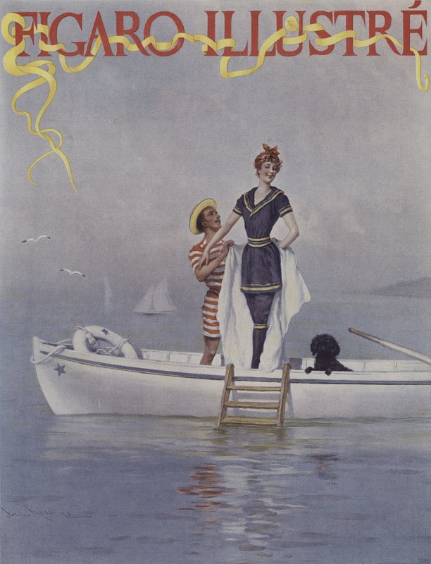 Une Pleine Eau en Mer. Le Figaro Illustre -lehden kansi, elokuu 1894. tekijältä Lucius Rossi