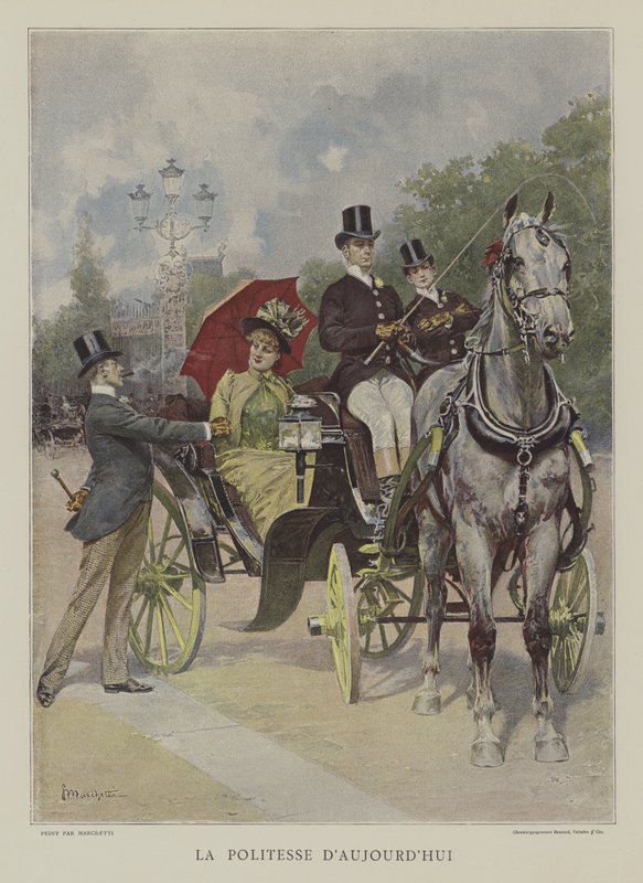 Tämän päivän kohteliaisuus (väri litho) tekijältä Ludovico (after) Marchetti