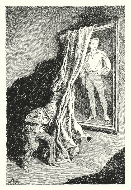 Kuvitus Oscar Wilden Dorian Grayn kuvalle (litho) tekijältä Lui Trugo