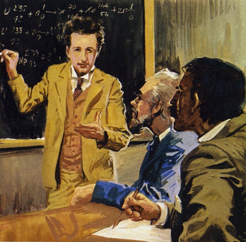 Albert Einstein suoritti matematiikan ja fysiikan tutkinnon (värilitografia). tekijältä Luis Arcas Brauner