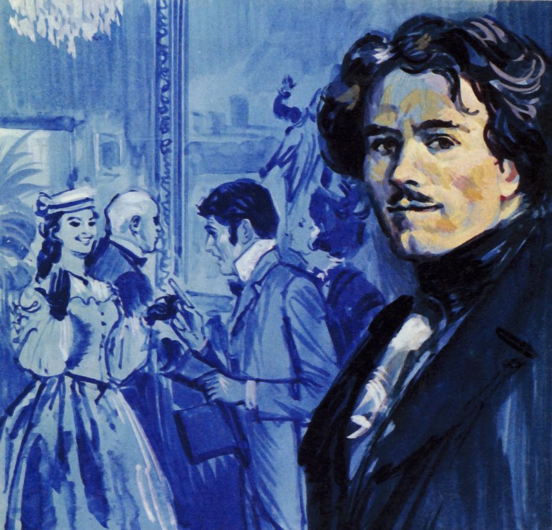 Eugene Delacroix lähetti maalauksensa, joka aiheutti sensaation Pariisissa (värilitografia). tekijältä Luis Arcas Brauner