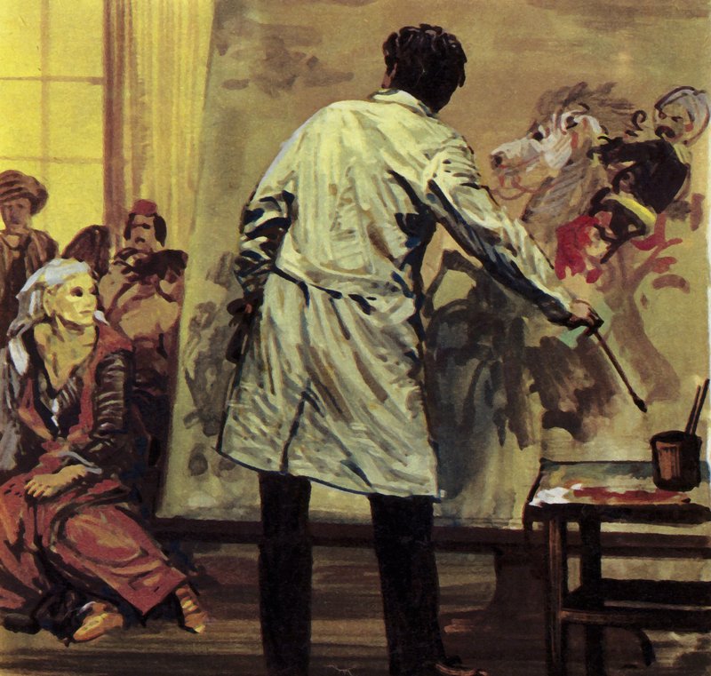 Eugene Delacroix käytti puolitoista vuotta maalatessaan "Scion verilöylyä" (värilitografia). tekijältä Luis Arcas Brauner