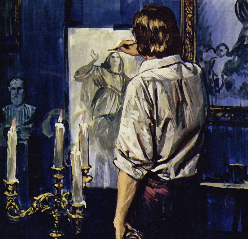 Rubens käytti monia tunteja kopioimalla Tizianin ja muiden teoksia (värilitografia). tekijältä Luis Arcas Brauner
