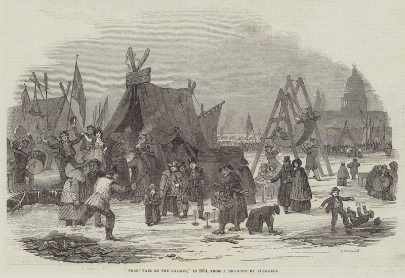 Frost Fair Thamesissa vuonna 1814 tekijältä Luke Clennell