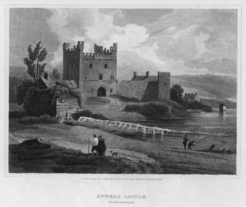 Bywell Castle, Northumberland (kaiverrus) tekijältä Luke (after) Clennell