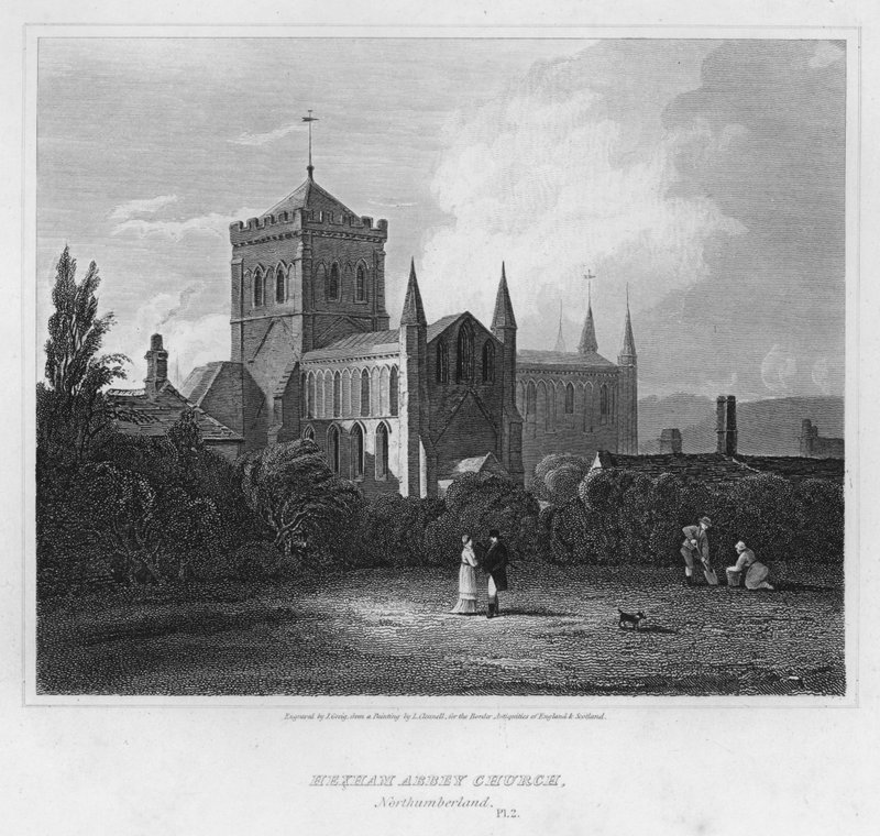 Hexham Abbey Church, Northumberland (kaiverrus) tekijältä Luke (after) Clennell