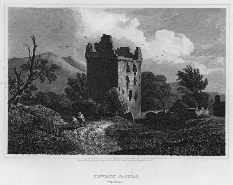 Newarkin linna, Selkirkshire (kaiverrus) tekijältä Luke (after) Clennell