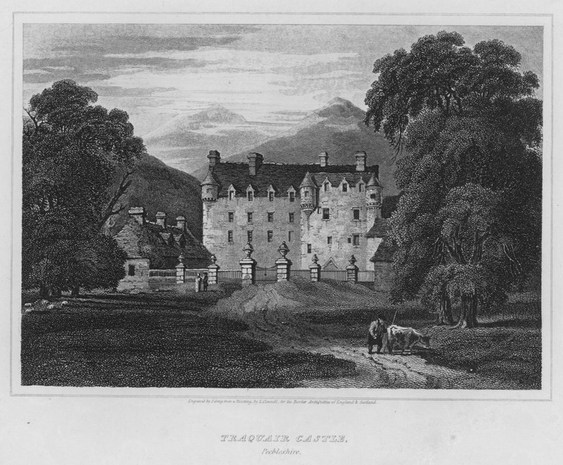 Traquair Castle, Peebleshire (kaiverrus) tekijältä Luke (after) Clennell