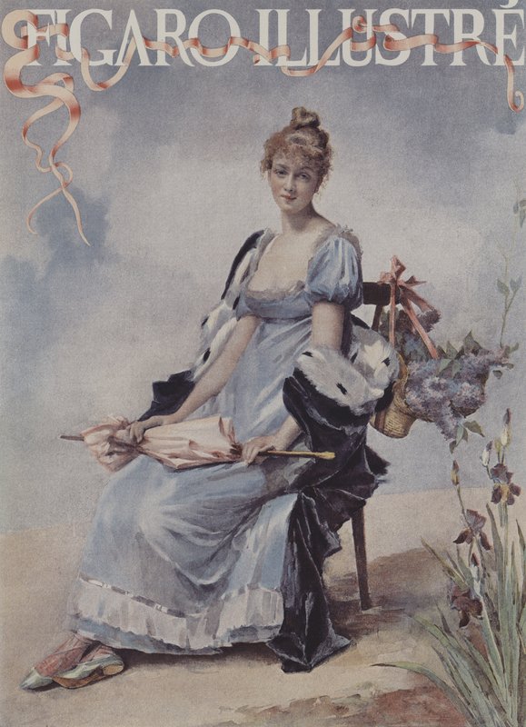 Fleurs de Mai (toukokuun kukat). Le Figaro Illustre -lehden kansi, toukokuu 1894. tekijältä Madeleine Lemaire