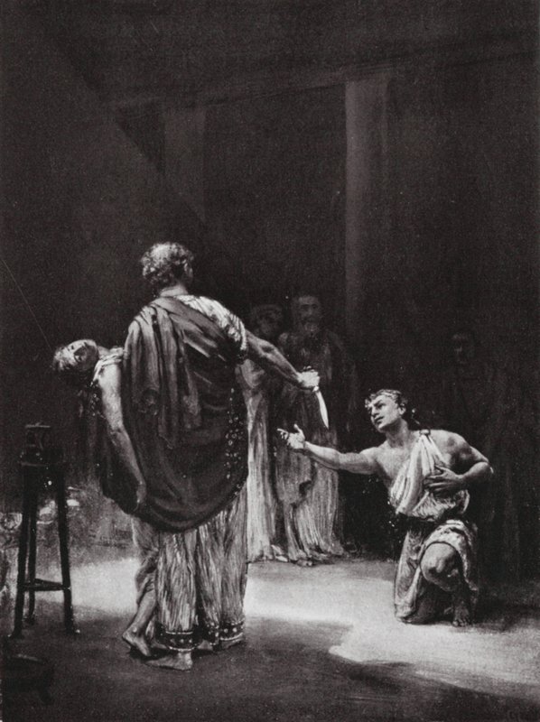 Aristodemus Messeniasta uhraa tyttärensä (litografia) tekijältä Margaret (after) Dovaston