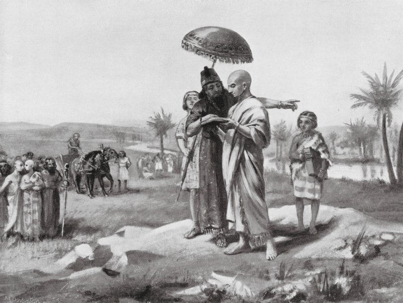 Assyrian ja Babylonian välisen rajan järjestäminen (litografia) tekijältä Margaret (after) Dovaston