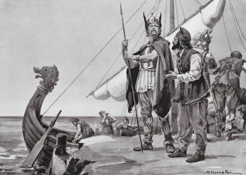 Rurik lähtee slaavien maahan, 862 jKr. (litografia) tekijältä Margaret (after) Dovaston