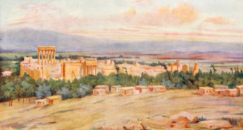 Yleisnäkymä Akropolista, Baalbek (värilitro) tekijältä Margaret Thomas