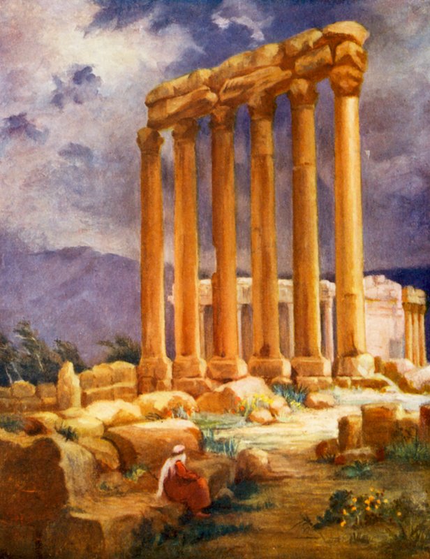 Jupiterin temppeli, Baalbek, toinen näkymä (värilitro) tekijältä Margaret Thomas