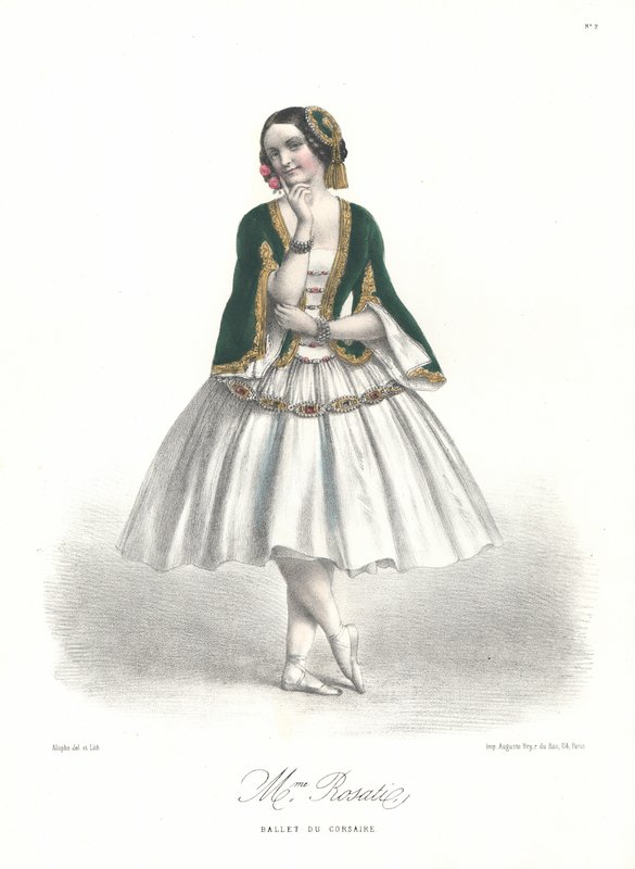 Italialainen balettitanssija Carolina Rosati Adolphe Adamin baletissa Le Corsaire Pariisin oopperassa tekijältä Marie Alexandre (after) Alophe