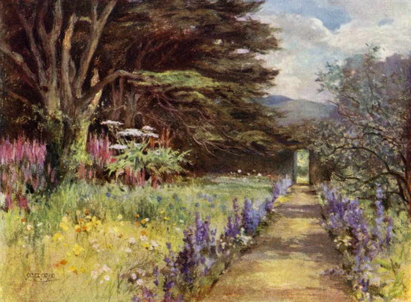 Scottish Gardens: Colinton House (väri litho) tekijältä Mary Georgina Wade Wilson