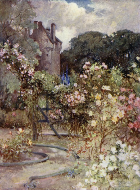 Scottish Gardens: Kellie Castle (väri litho) tekijältä Mary Georgina Wade Wilson