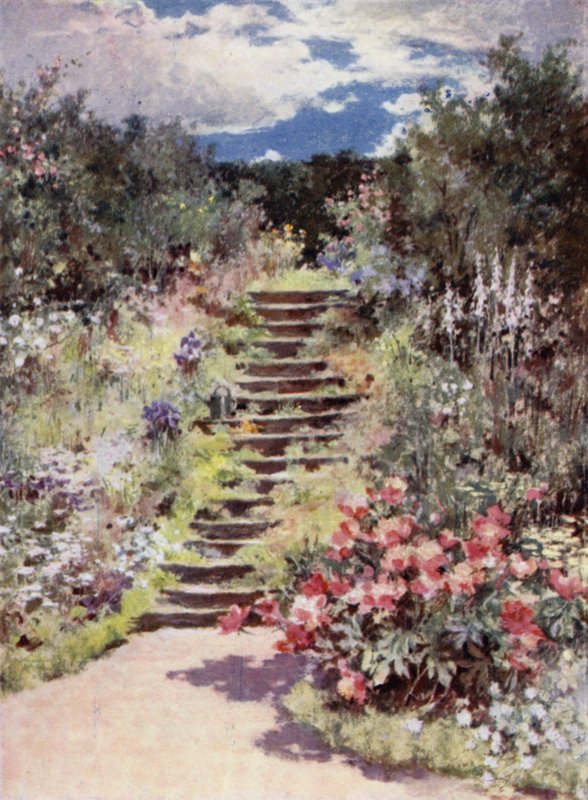 Scottish Gardens: Manse of Fyvie (väri litho) tekijältä Mary Georgina Wade Wilson