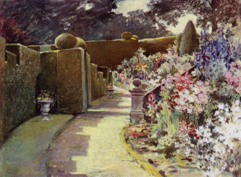 Scottish Gardens: Sunderland Hall (väri litho) tekijältä Mary Georgina Wade Wilson
