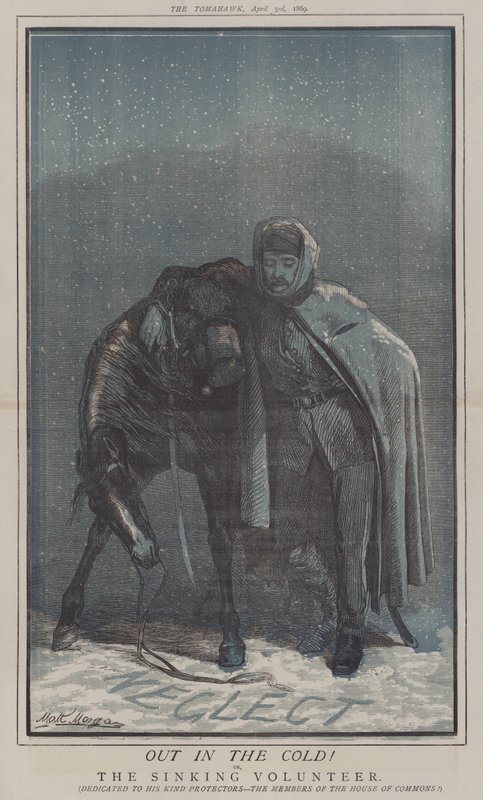 Ulkona pakkasessa! tai, The Sinking Volunteer (väri litho) tekijältä Matthew