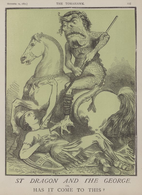 St Dragon and the George vai onko se tullut tähän? (väri litho) tekijältä Matthew