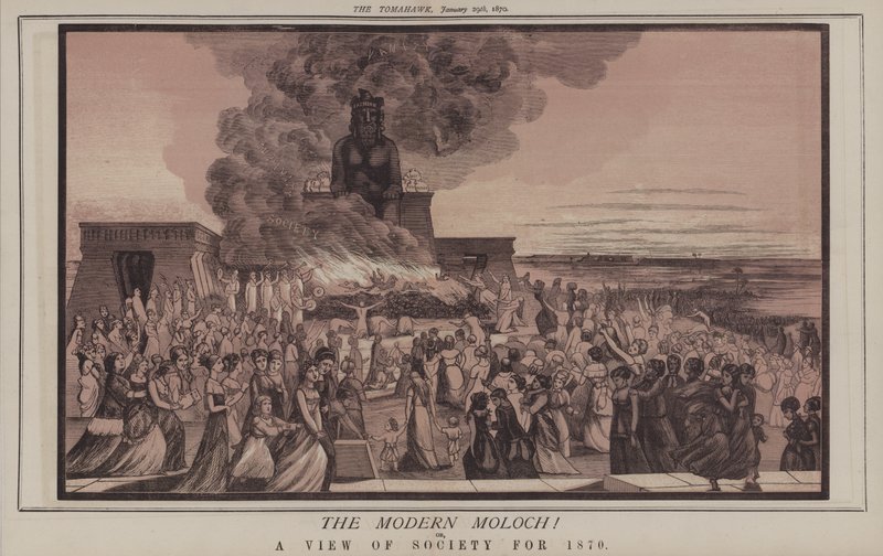 Moderni Moloch! tai Näkymä yhteiskuntaan vuodelta 1870 (värilitho) tekijältä Matthew
