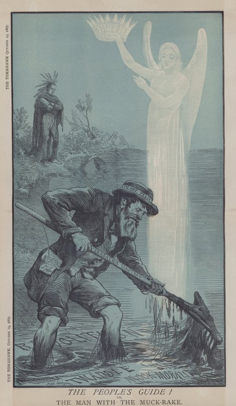 Kansan opas! tai mies, jolla on Muck Rake (väri litho) tekijältä Matthew