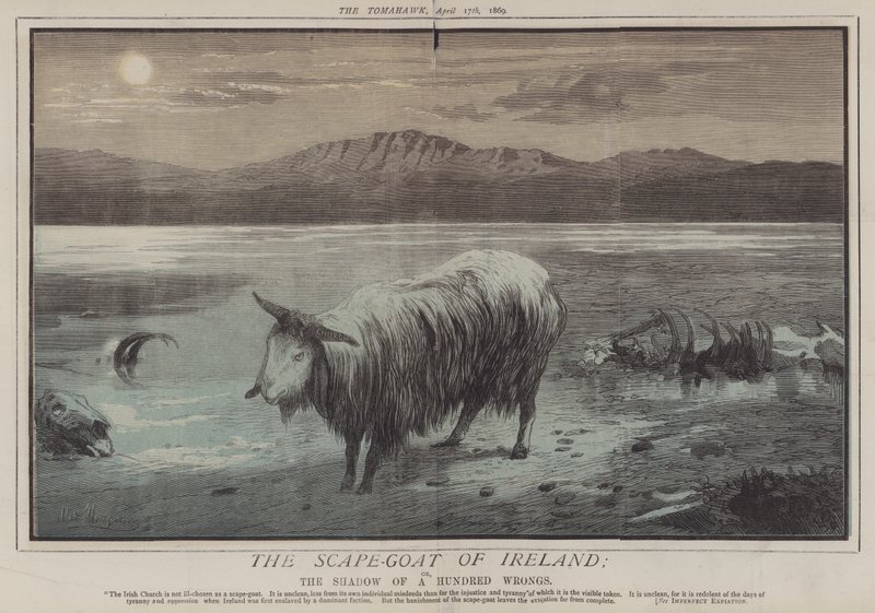 Irlannin Scape-Goat; tai Sadan väärän varjo (väri litho) tekijältä Matthew