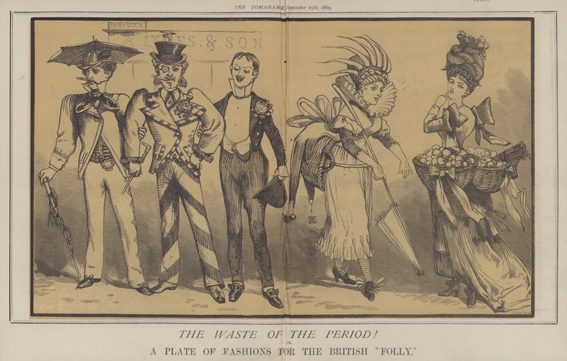 Ajan tuhlausta! tai, A Plate of Fashions for the British Folly (väri litho) tekijältä Matthew