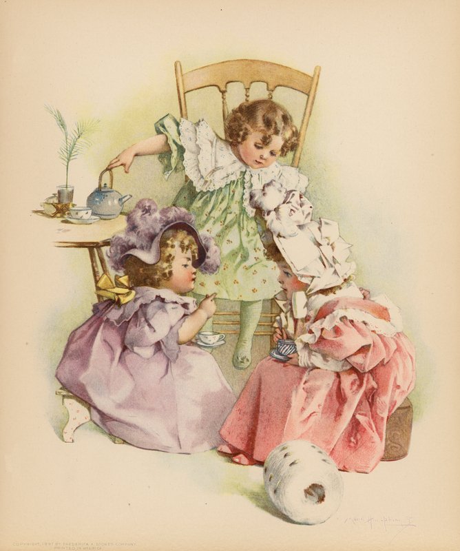 Tee ja juorut (väri litho) tekijältä Maud Humphrey
