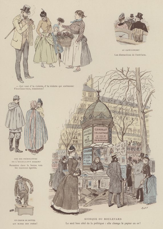 Kuvitus Paris Brillantille (väri litho) tekijältä Maurice Charles Mathieu Bonvoisin