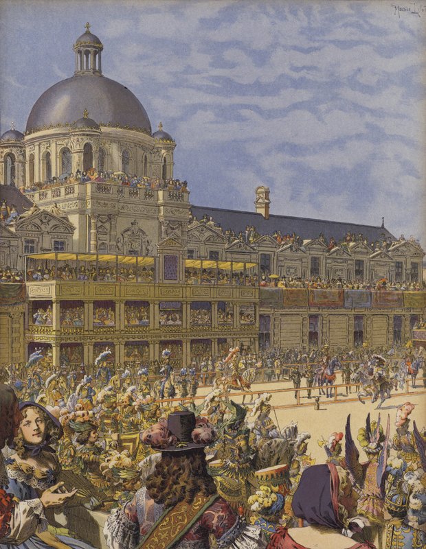 Grand carrousel des Tuileries, roomalaisten kuninkaan keisarin pääkilpailu tekijältä Maurice Leloir