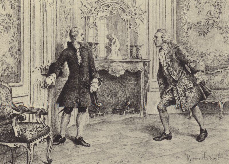 Kuvitus kirjaan VII Jean-Jacques Rousseaun tunnustuksista (kaiverrus) tekijältä Maurice Leloir