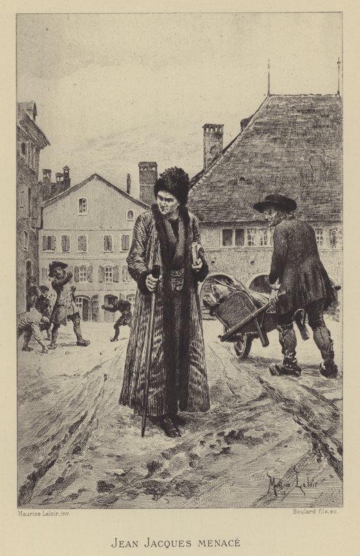 Jean-Jacques Rousseau uhkasi kadulla (syväpaino) tekijältä Maurice Leloir
