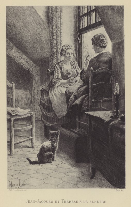Jean-Jacques ja Therese ikkunalla (syväpaino) tekijältä Maurice Leloir
