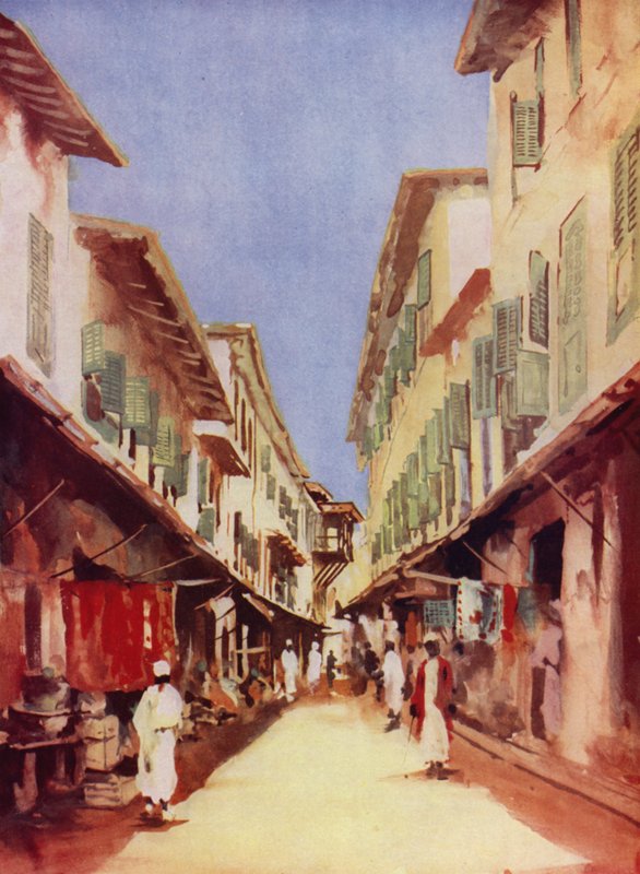 Katu Sansibarissa (väri litho) tekijältä Maurice Randall