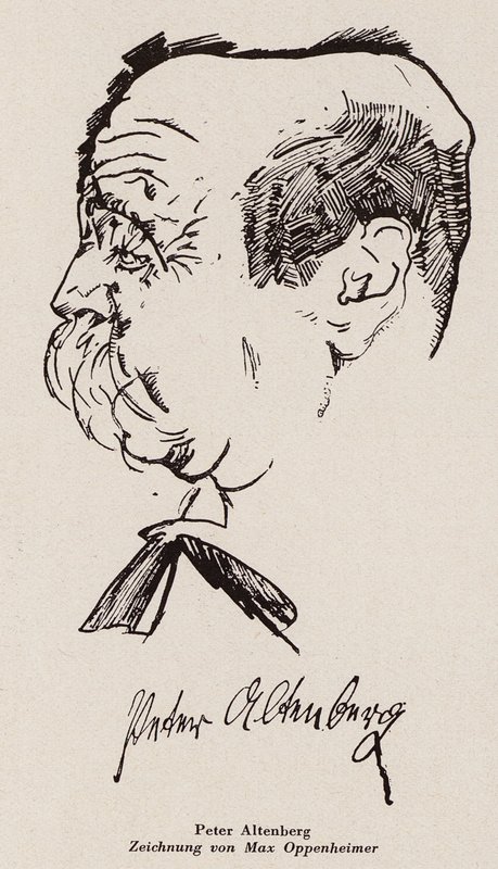 Peter Altenberg, itävaltalainen kirjailija ja runoilija (litografia) tekijältä Max Oppenheimer