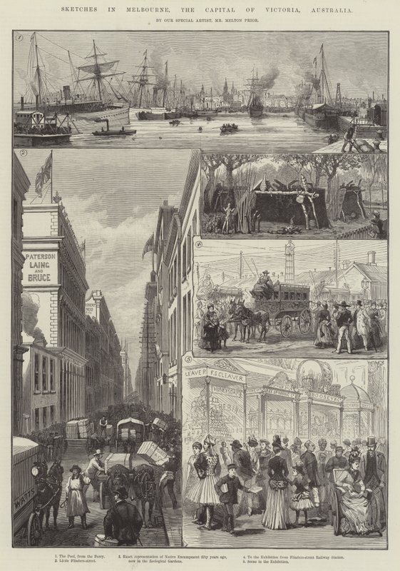 Luonnokset Melbournessa, Victorian pääkaupungissa Australiassa tekijältä Melton Prior
