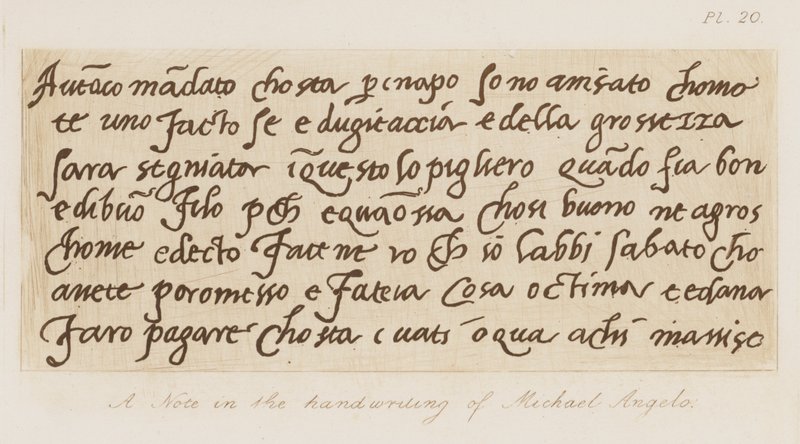 Huomautus Michelangelon käsialalla (etsaus) tekijältä Michelangelo (after) Buonarroti