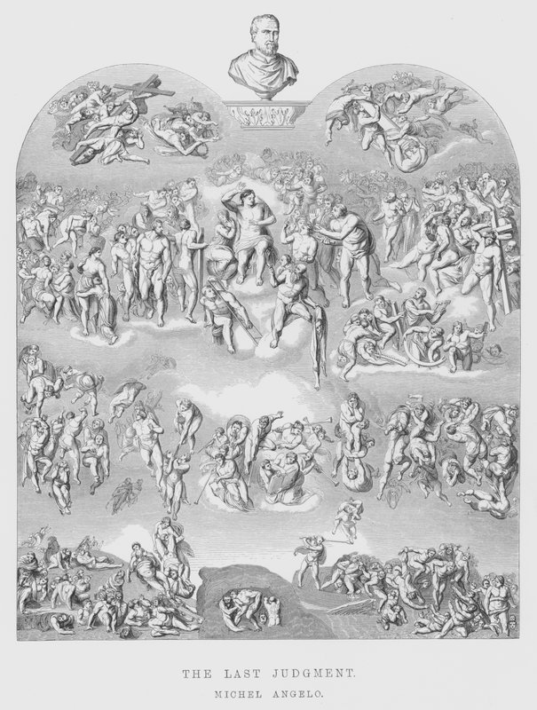 Viimeinen tuomio (kaiverrus) tekijältä Michelangelo (after) Buonarroti
