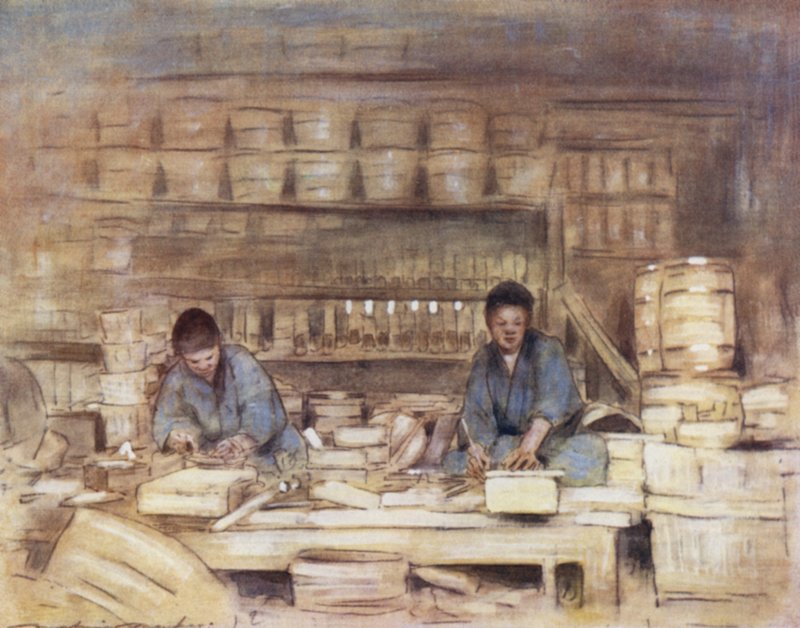 Puusepät työssä tekijältä Mortimer Ludington Menpes