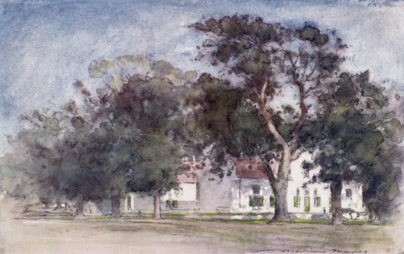 Hollantilainen maalaistalo Rhodes" Estatesissa, Paarl tekijältä Mortimer Ludington Menpes