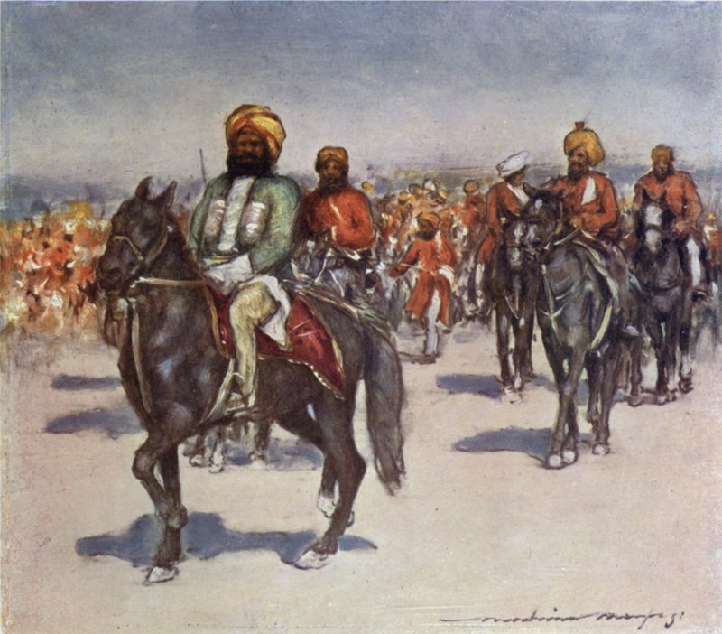 Native Horsemen in Review of Native Retainers tekijältä Mortimer Ludington Menpes