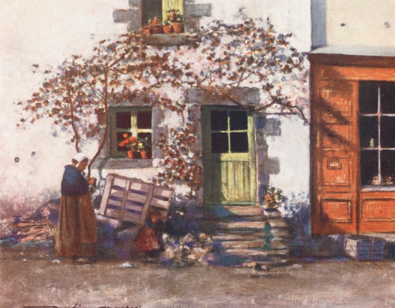 Mökki Rochefort-en-Terressä (värilitro) tekijältä Mortimer Ludington Menpes