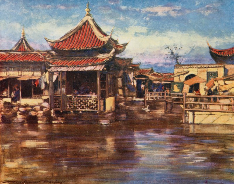 Teehuone, Shanghai tekijältä Mortimer Ludington Menpes