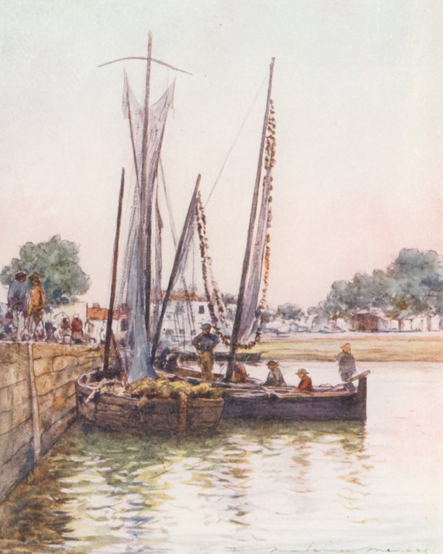 Kalastusveneet, Concarneau (värilitro) tekijältä Mortimer Ludington Menpes