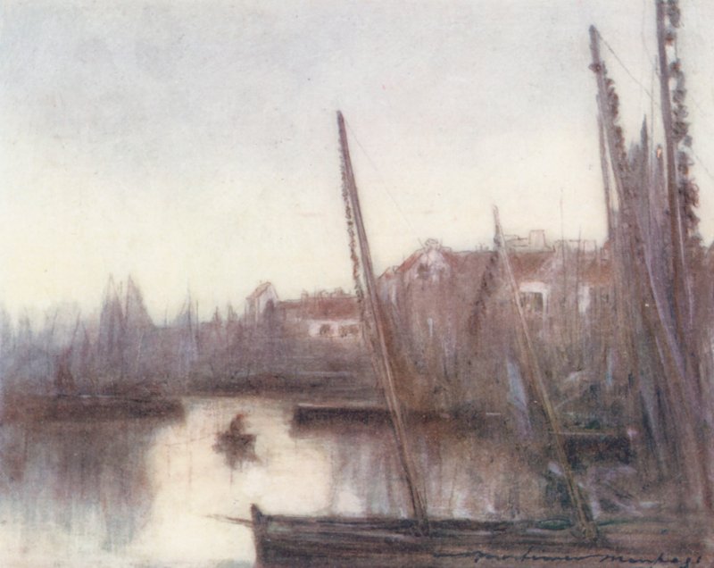 Sardiinilaivasto, Concarneau (värilitro) tekijältä Mortimer Ludington Menpes