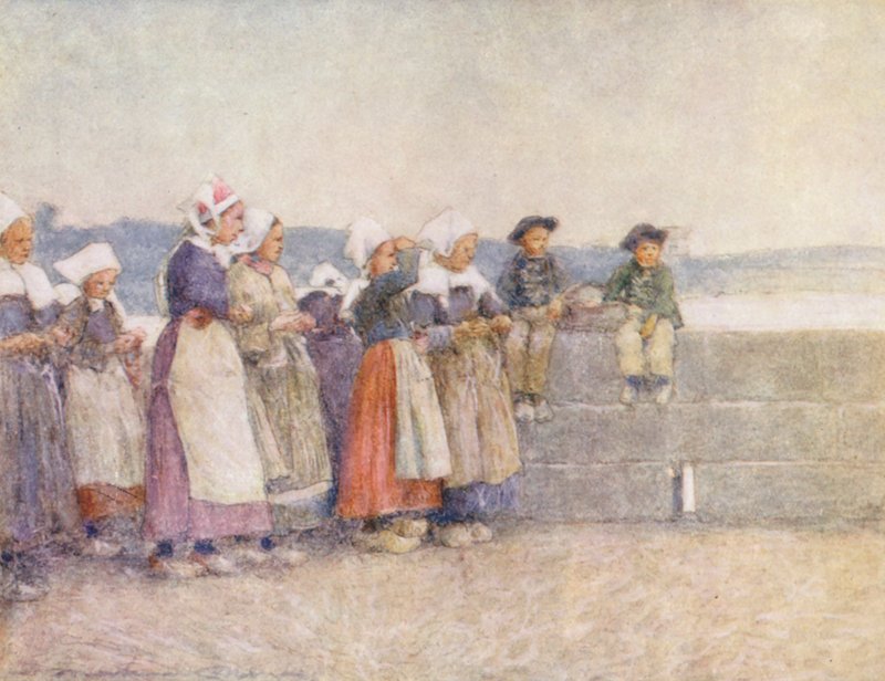 Kalastuslaivaston vahtiminen, Concarneau (värilitro) tekijältä Mortimer Ludington Menpes